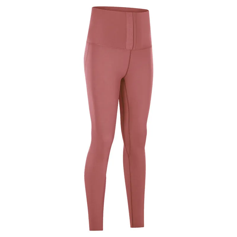 Women's high-waist yoga running pants in black, nine-length tight fit with moisture-wicking fabric