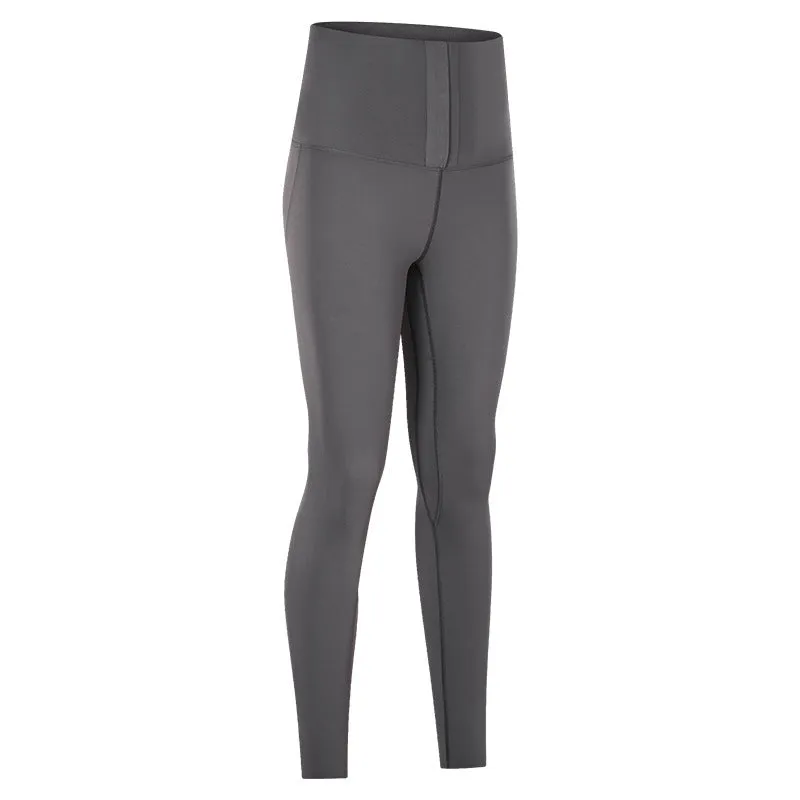 Women's high-waist yoga running pants in black, nine-length tight fit with moisture-wicking fabric