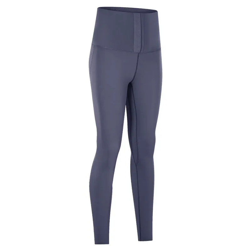 Women's high-waist yoga running pants in black, nine-length tight fit with moisture-wicking fabric