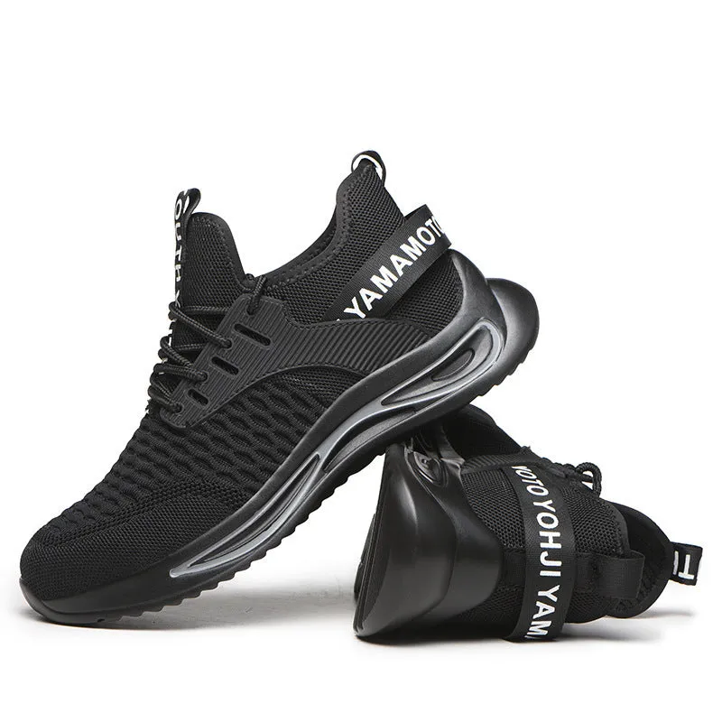 Ultra-light steel toe anti-piercing work shoes black low top fly woven upper industrial safety footwear