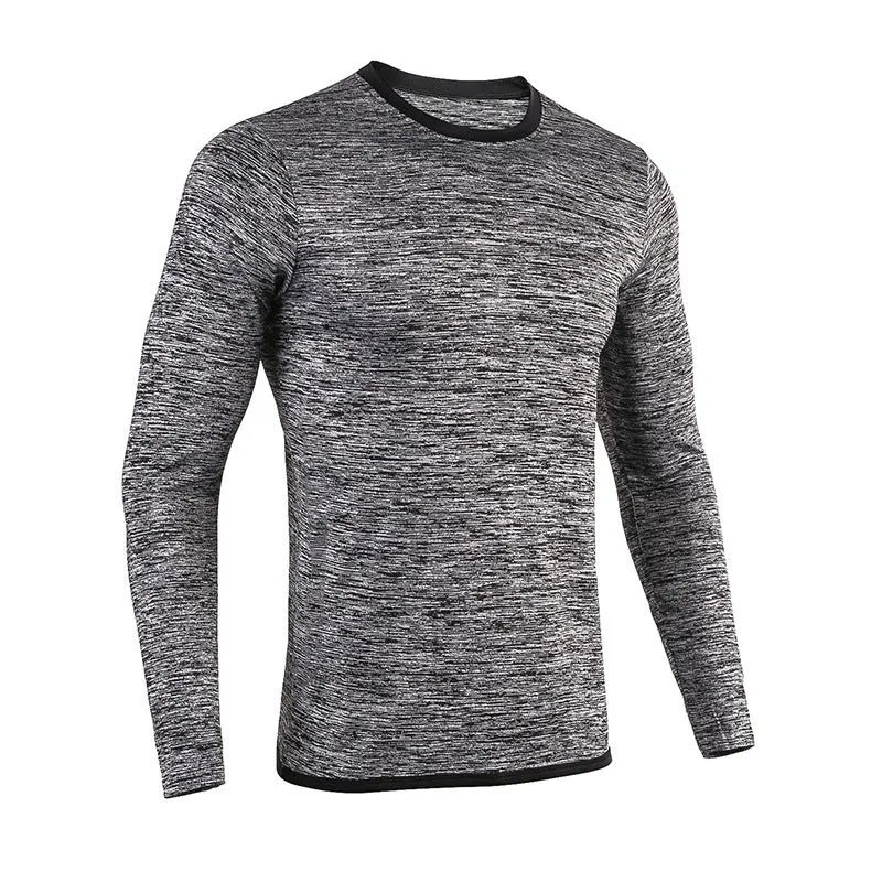 Men's long sleeve quick dry compression tights in dark blue for outdoor fitness and basketball