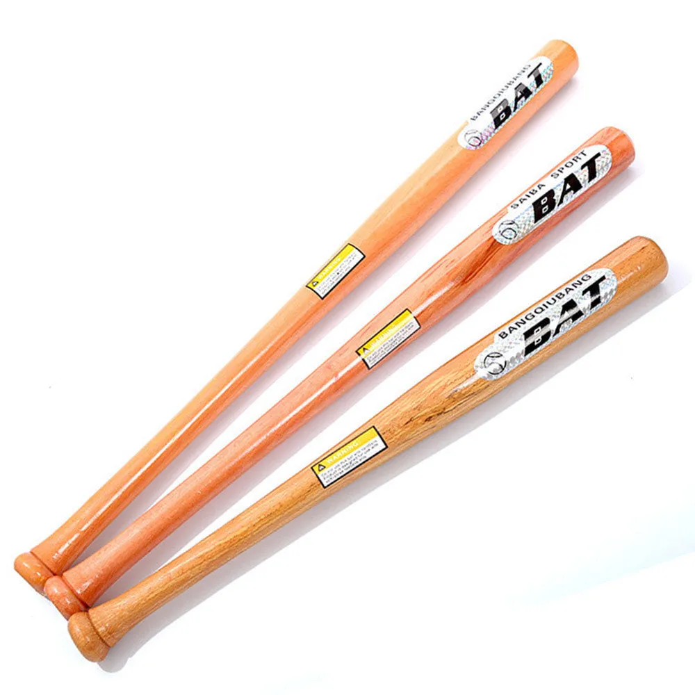 54cm wooden baseball bat in natural wood colour, mahogany mixed wood, one-piece moulded construction, shiny surface