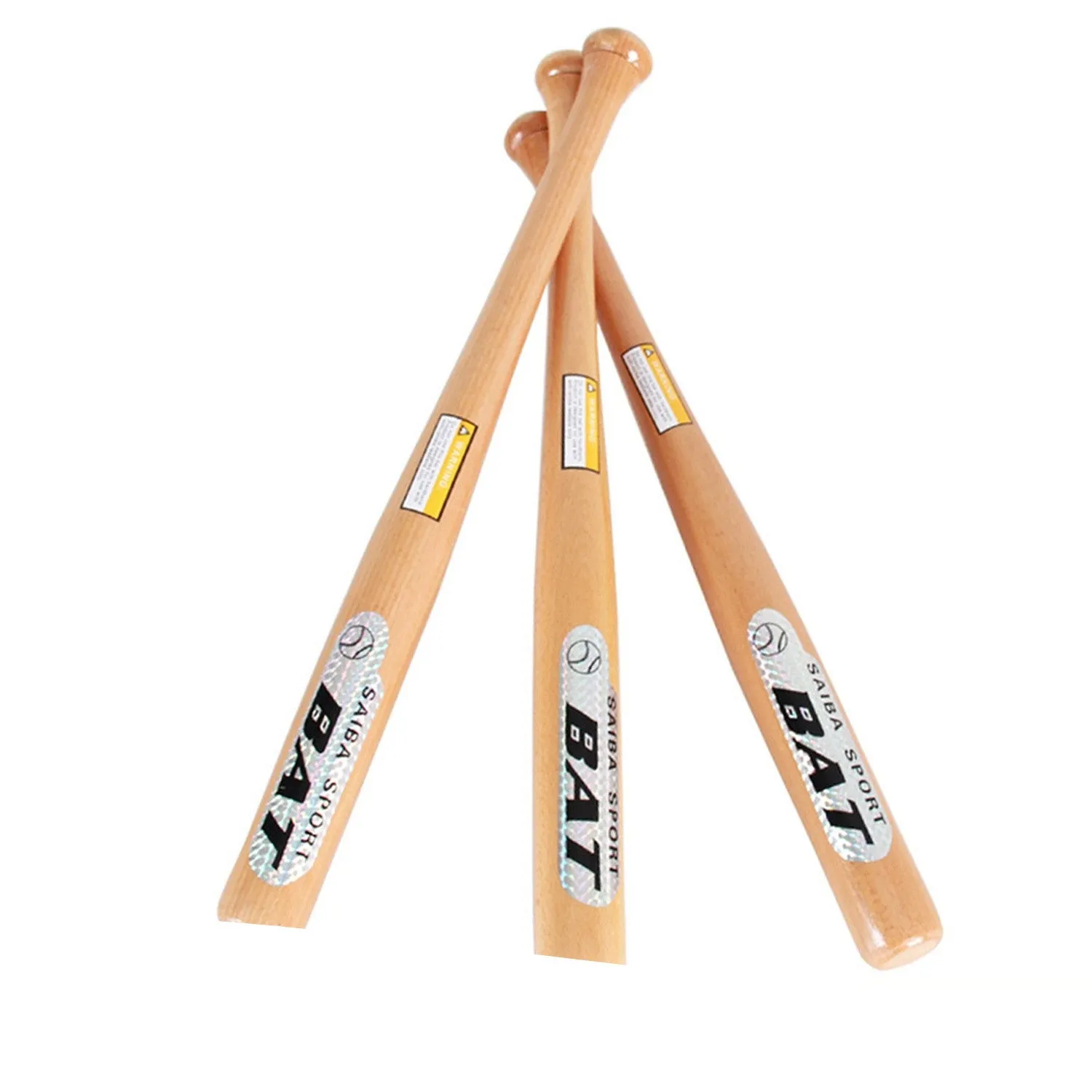 54cm wooden baseball bat in natural wood colour, mahogany mixed wood, one-piece moulded construction, shiny surface