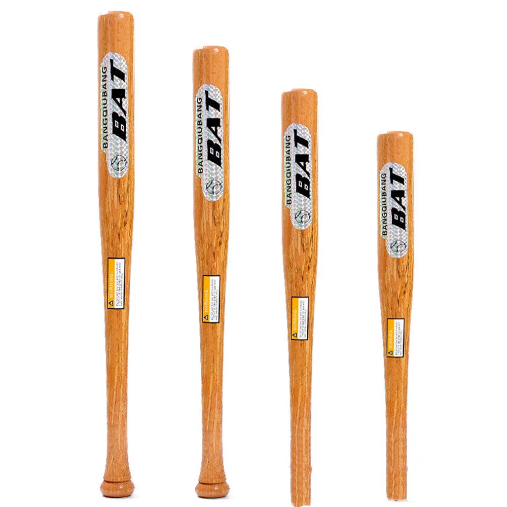 54cm wooden baseball bat in natural wood colour, mahogany mixed wood, one-piece moulded construction, shiny surface