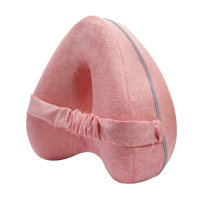 Heart-shaped dark blue memory foam leg pillow for adult use.