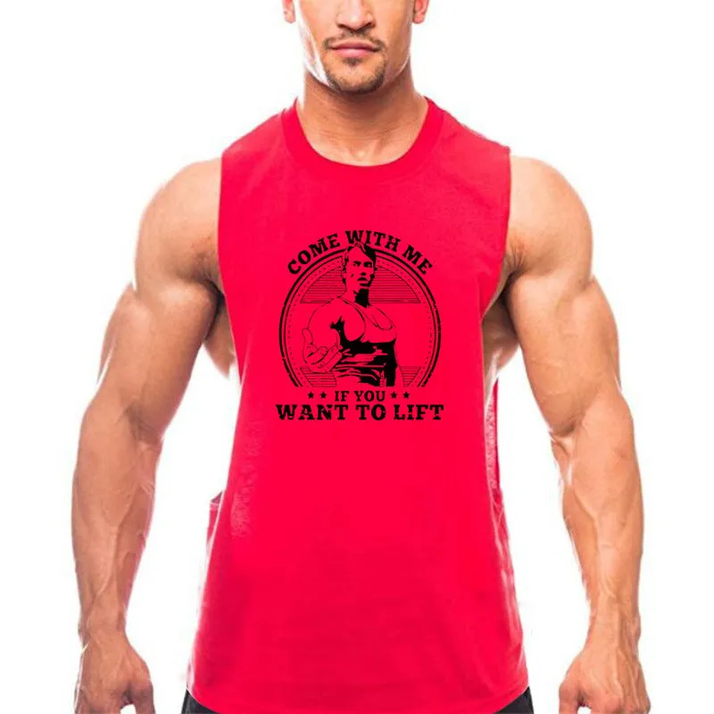 Mr Bodybuilding men's cotton sports vest loose fit round hem printed pattern blue color