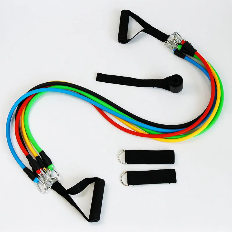 TPE elastic band rope with carabiner for home training, 5 resistance levels 15lb to 35lb