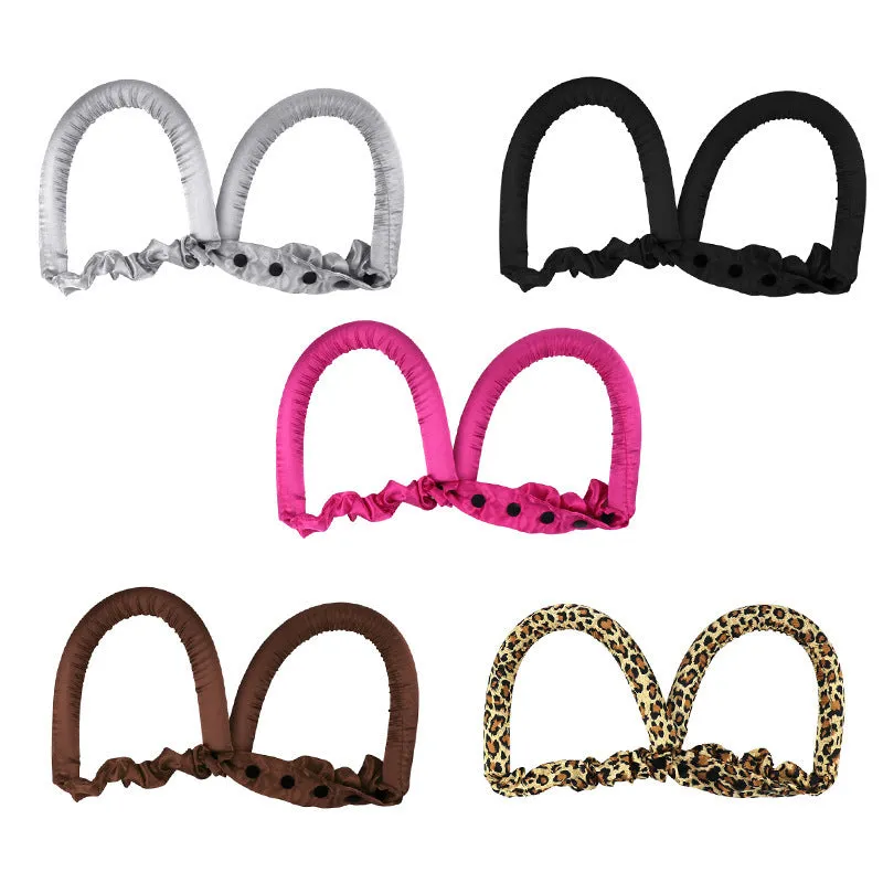 Lazy sleep hair curler sponge button type heat-free rubber big wave curler in black
