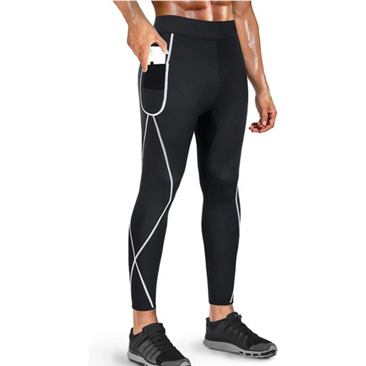 Men's neoprene stitching running suit in long sleeve and trousers set