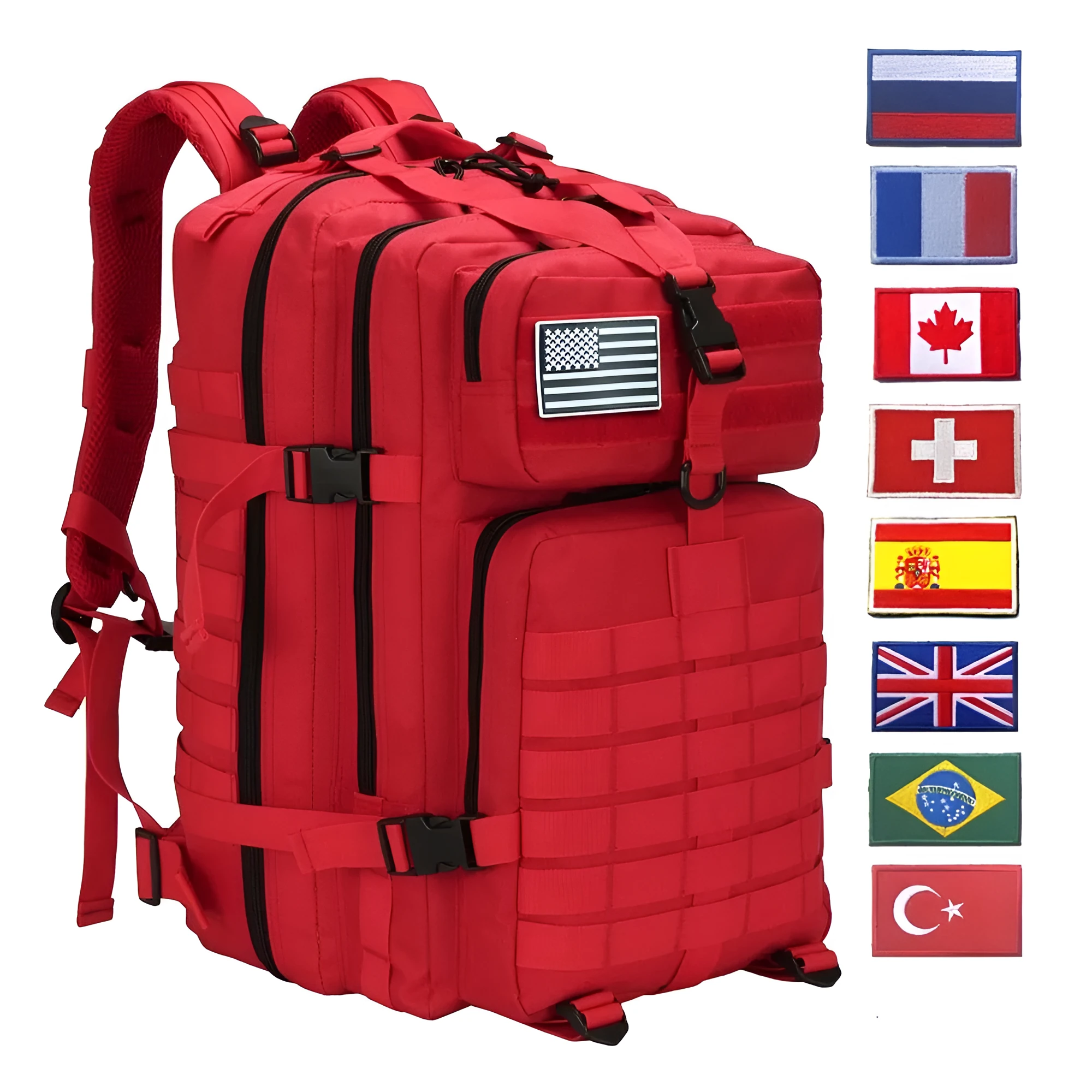 Outdoor leisure backpack 45L 900D Oxford waterproof fabric solid colour unisex rucksack for hiking and travel
