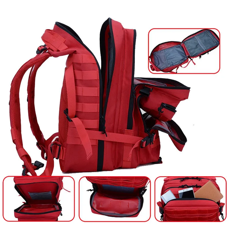 Outdoor leisure backpack 45L 900D Oxford waterproof fabric solid colour unisex rucksack for hiking and travel
