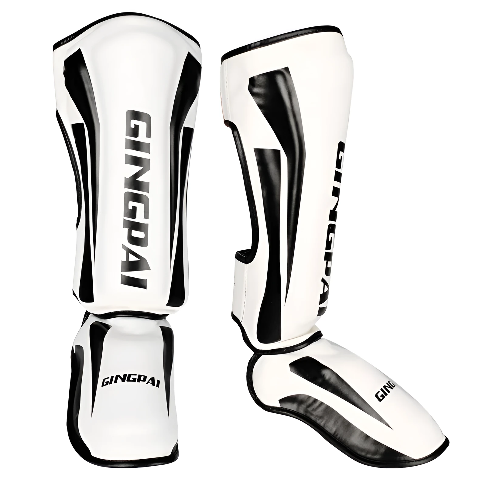 Black PU leather kickboxing taekwondo foot guard with EVA padding size M