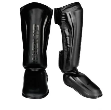 Black PU leather kickboxing taekwondo foot guard with EVA padding size M