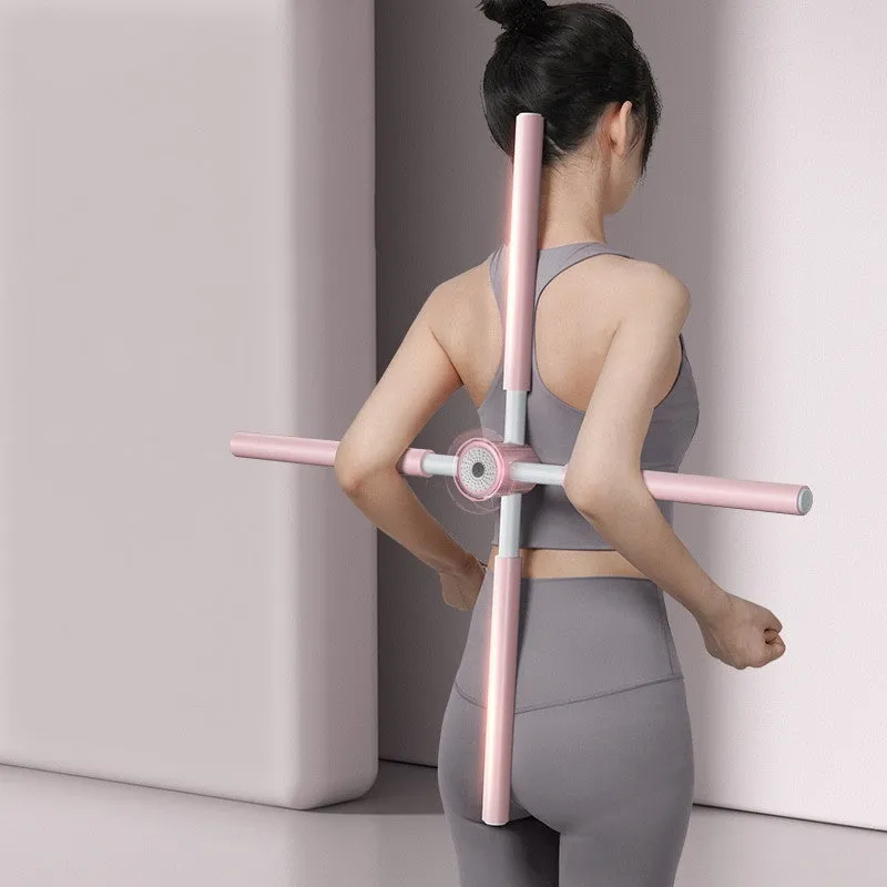 Cross body massage stick with stainless steel core and foam handle in four colour options.