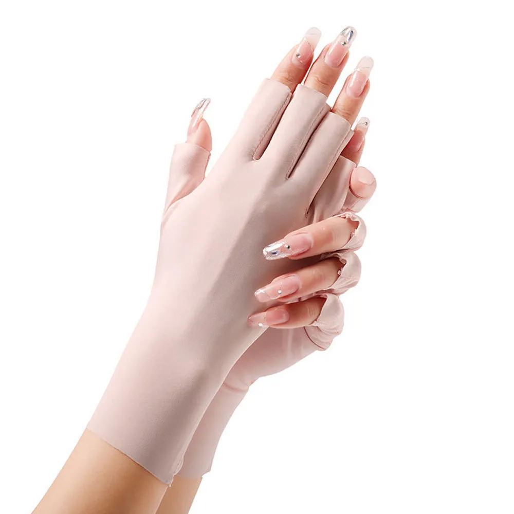 Women's thin ice silk sunscreen gloves with UPF50 protection in multiple colour options