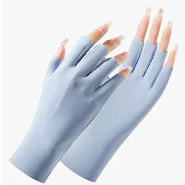Women's thin ice silk sunscreen gloves with UPF50 protection in multiple colour options