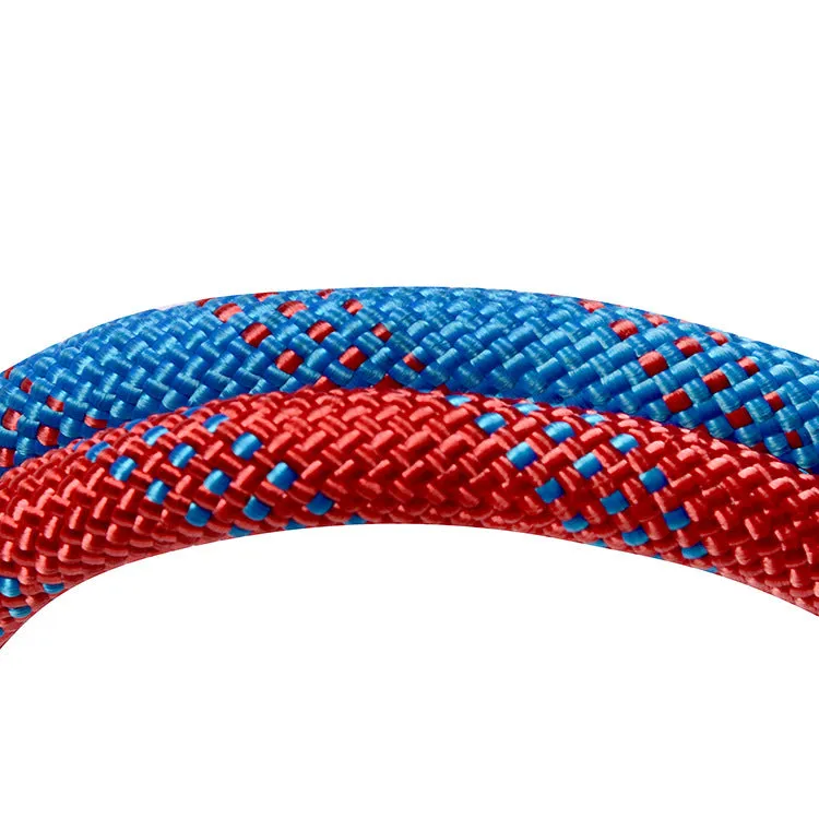 10m outdoor climbing rope with 10mm thickness in polyester sheath and silk core for safety use