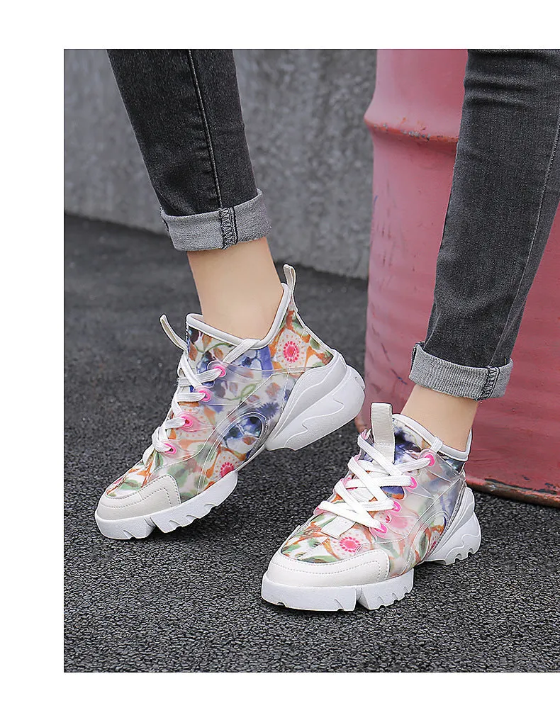 Women's outdoor casual walking shoes leather Lycra upper rubber sole black colour side view