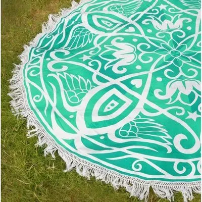 Fashion beach towel for women with bohemian pattern in five colours including green, pink, and gradient purple