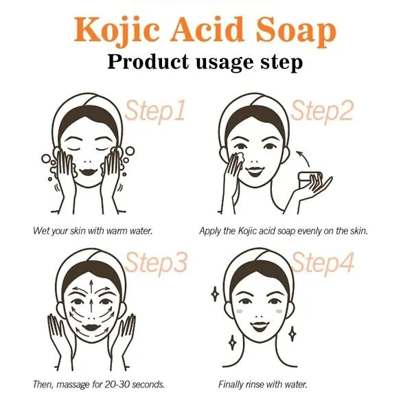 Two 65g kojic acid soap bars with retinol for facial and hand cleansing whitening