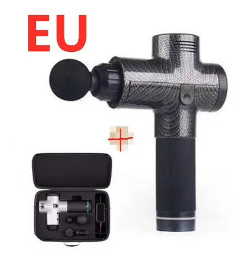 Relax Tissue Deep Muscle Massage Gun with 4 massage heads and LED display, 1.5kg, available in Black, Fibre, Red, and White
