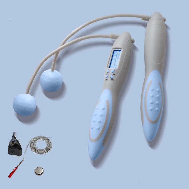 Electronic counting skipping rope with silicone material and counter display
