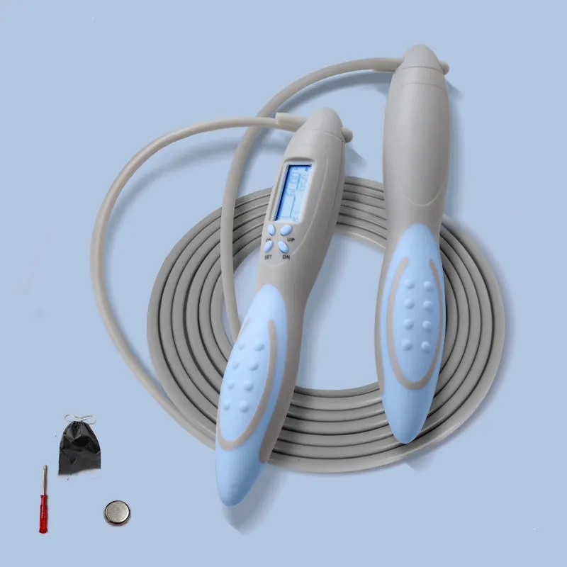 Electronic counting skipping rope with silicone material and counter display