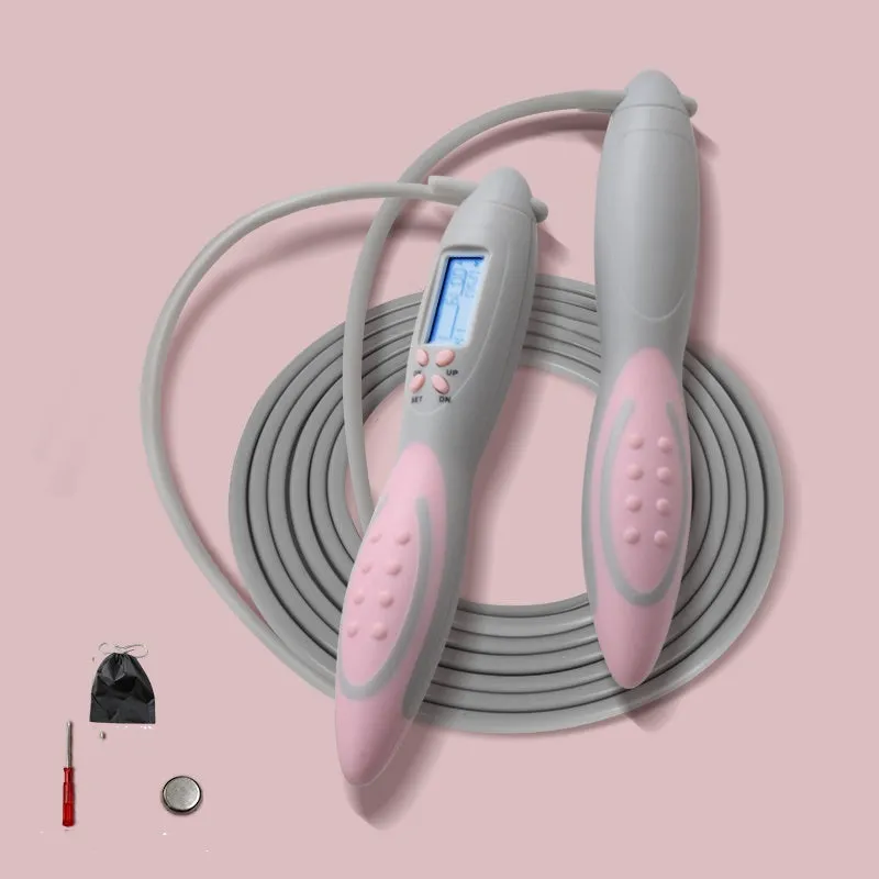Electronic counting skipping rope with silicone material and counter display