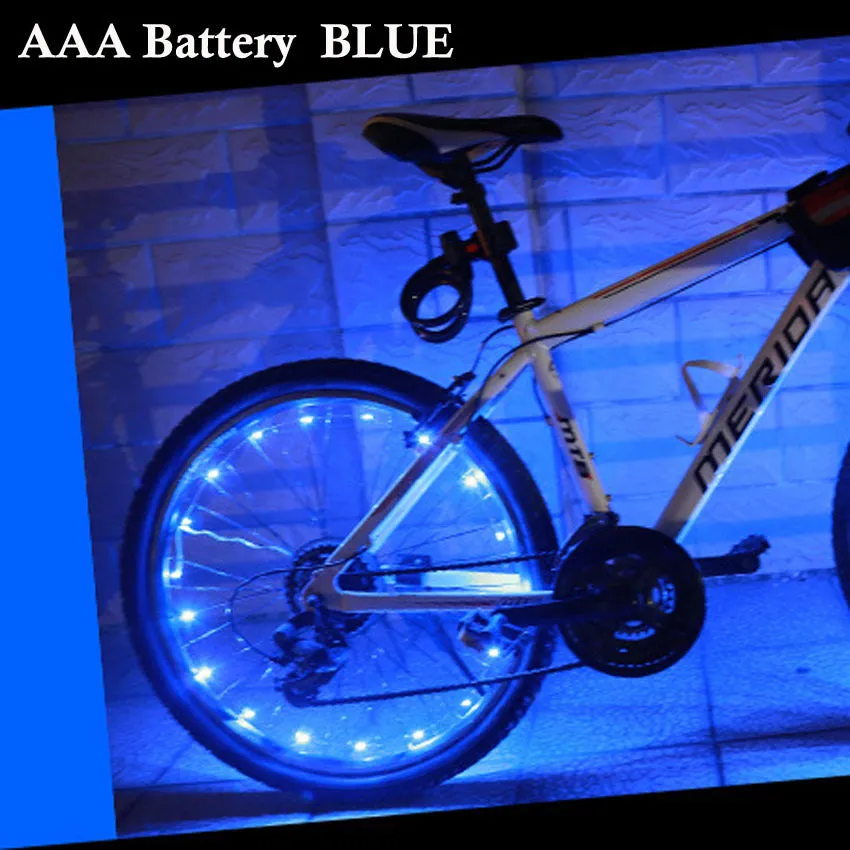 Mountain bike spoke light with black shell, 35mm diameter, 2200mm LED lamp, two flashing modes, AAA battery powered