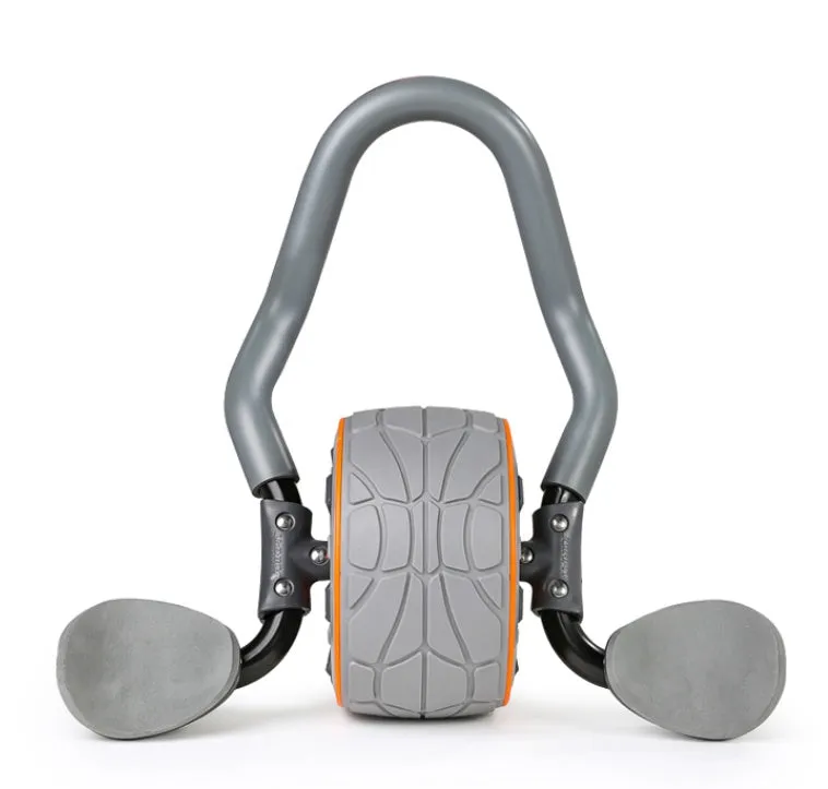 Shadow grey abdominal wheel roller with steel pipe construction and kneeling mat for core strength training