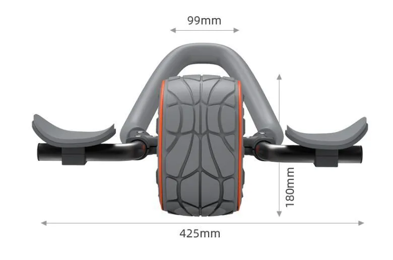 Shadow grey abdominal wheel roller with steel pipe construction and kneeling mat for core strength training