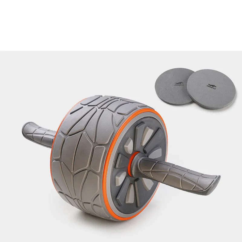 Shadow grey abdominal wheel roller with steel pipe construction and kneeling mat for core strength training
