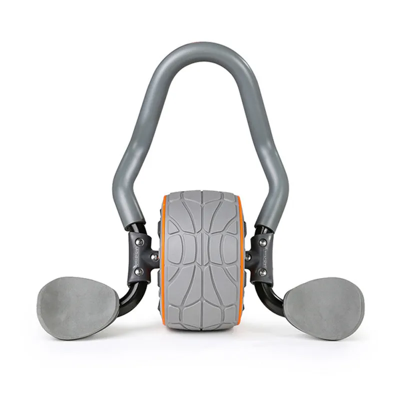 Shadow grey abdominal wheel roller with steel pipe construction and kneeling mat for core strength training