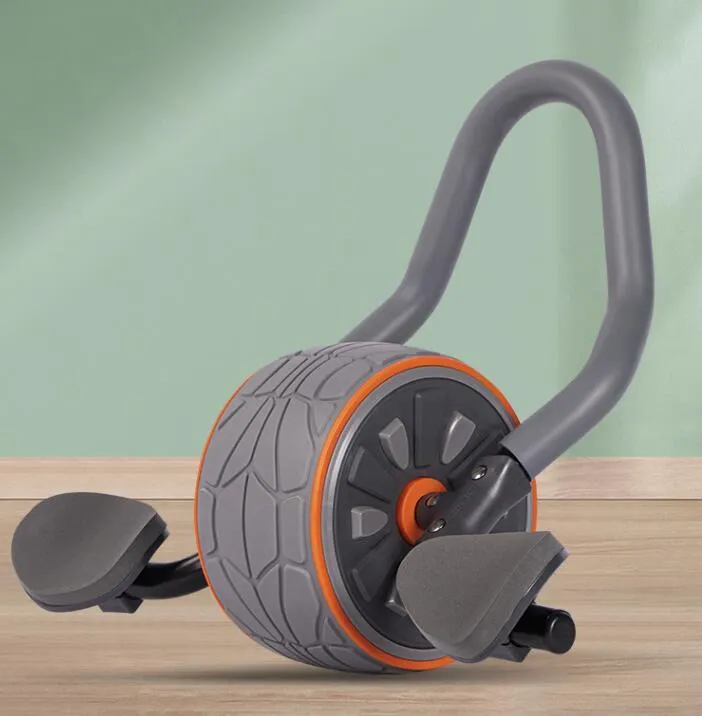 Shadow grey abdominal wheel roller with steel pipe construction and kneeling mat for core strength training