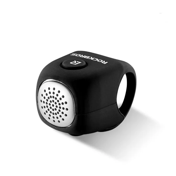 Elastic silicone driving electric horn mountain bike bell in black attached to bicycle handlebars