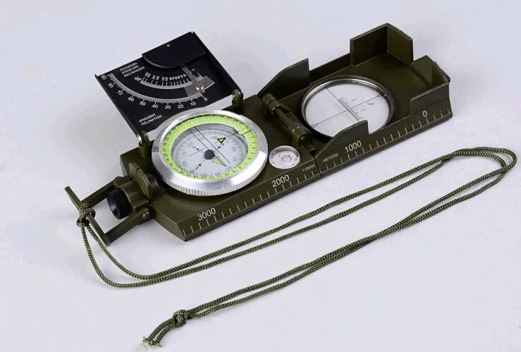 K4074 multi-function slope gauge in army green with foldable metal cover and luminous dial