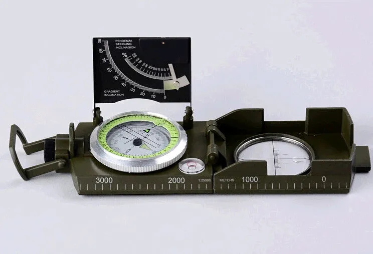 K4074 multi-function slope gauge in army green with foldable metal cover and luminous dial