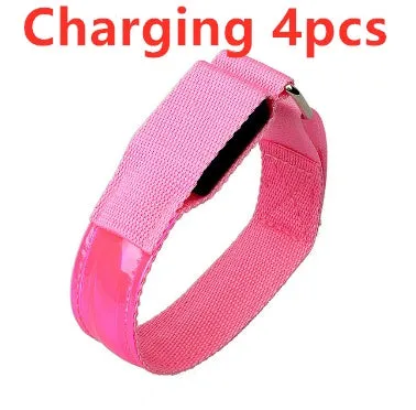 LED arm band with 7 colour options and 3 blink modes on black nylon strap
