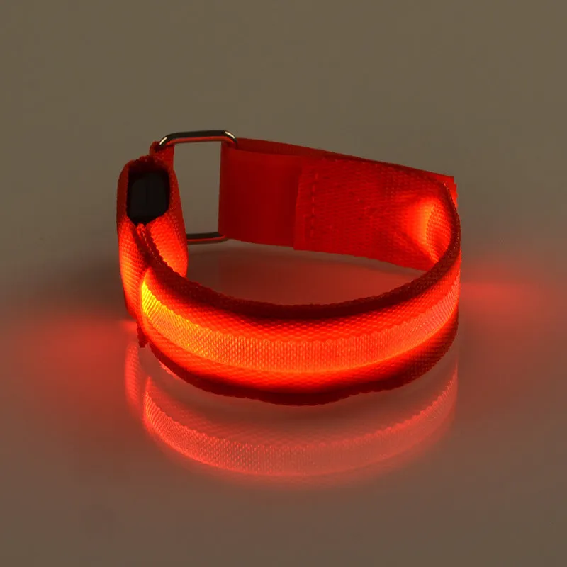 LED arm band with 7 colour options and 3 blink modes on black nylon strap