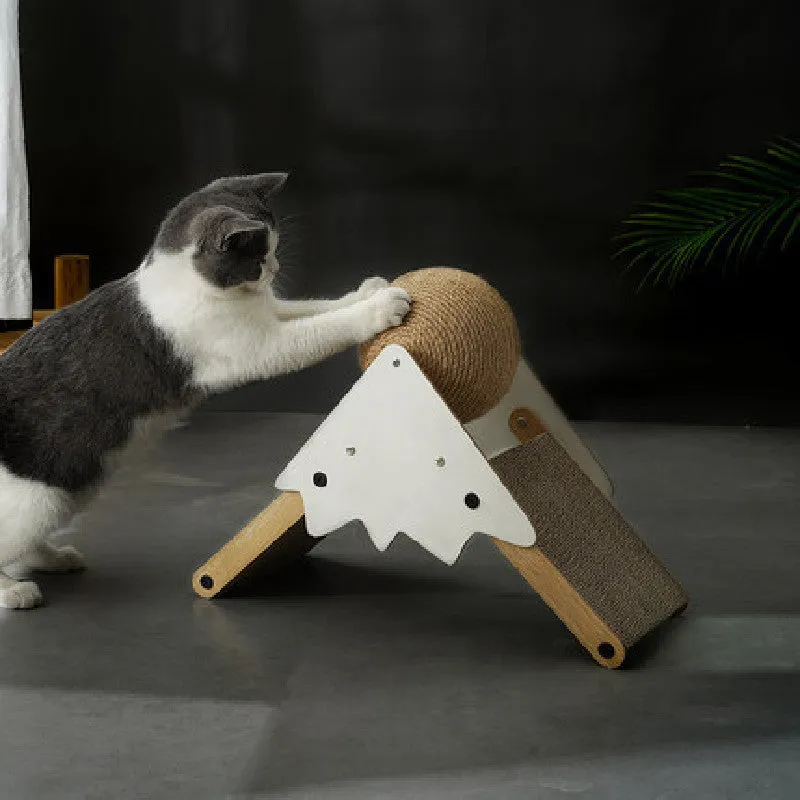 Cat scratch board with sisal surface and grasping ball in snow mountain colour, size 45x20x35cm