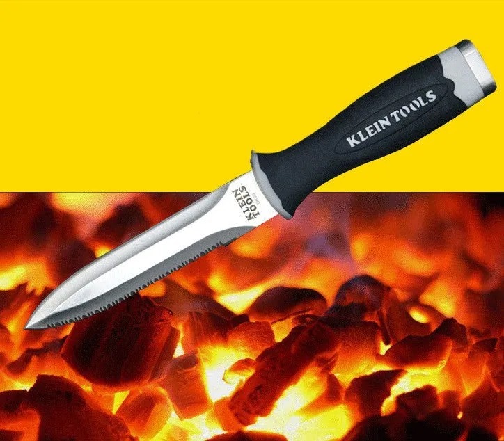 Outdoor survival knife with straight blade, 420 stainless steel, and TPR rubber handle for camping