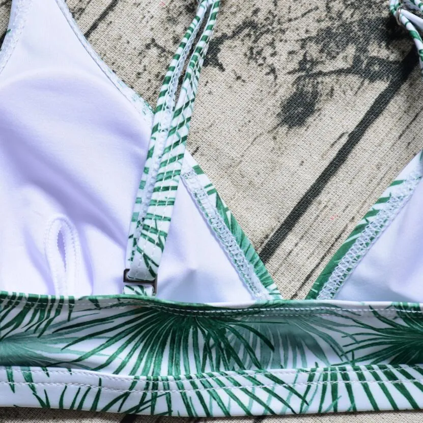 Women's push up padded micro bikini set in solid colour with adjustable straps