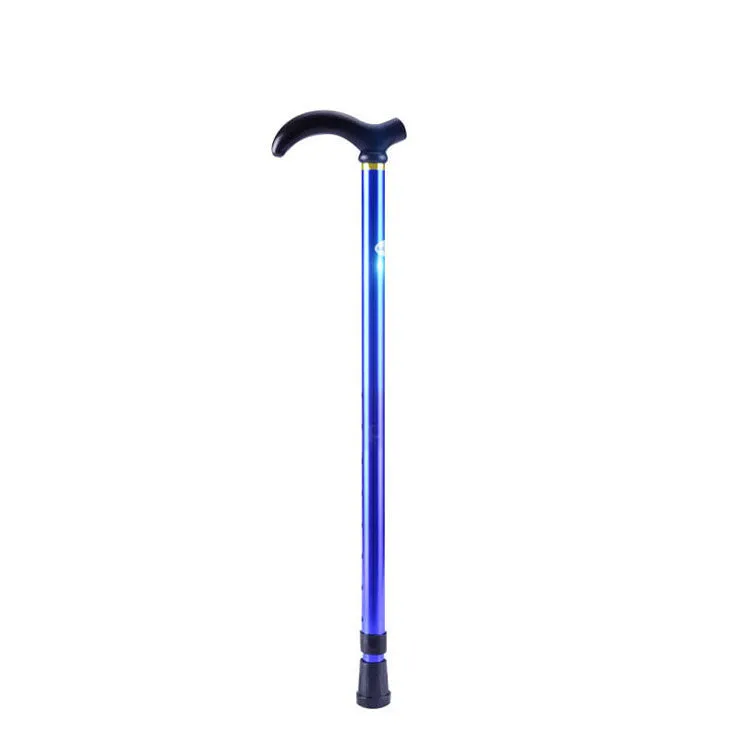 Telescopic aluminium walking stick with rubber tip and woven handle