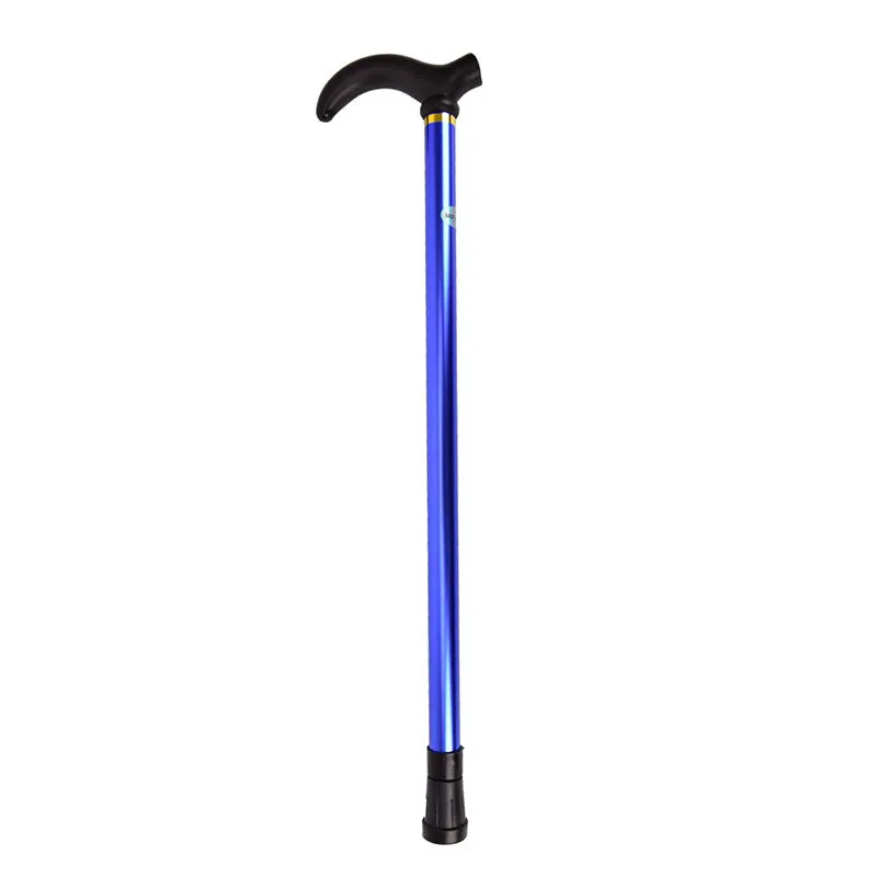 Telescopic aluminium walking stick with rubber tip and woven handle