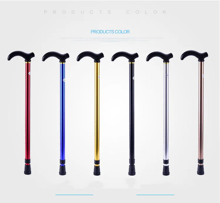 Telescopic aluminium walking stick with rubber tip and woven handle