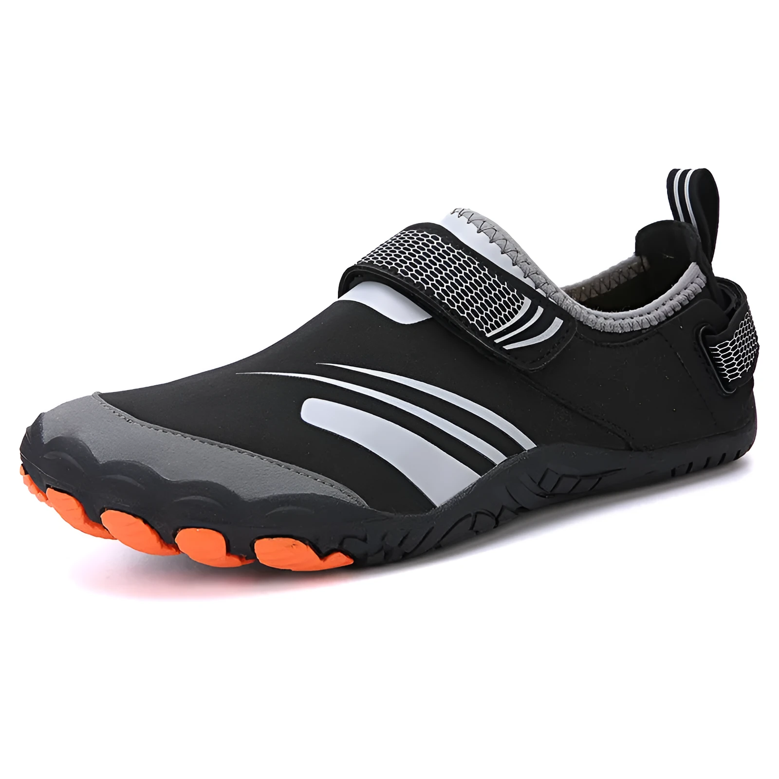 Men's breathable mesh sports shoes with rubber sole for climbing cycling and fitness in black