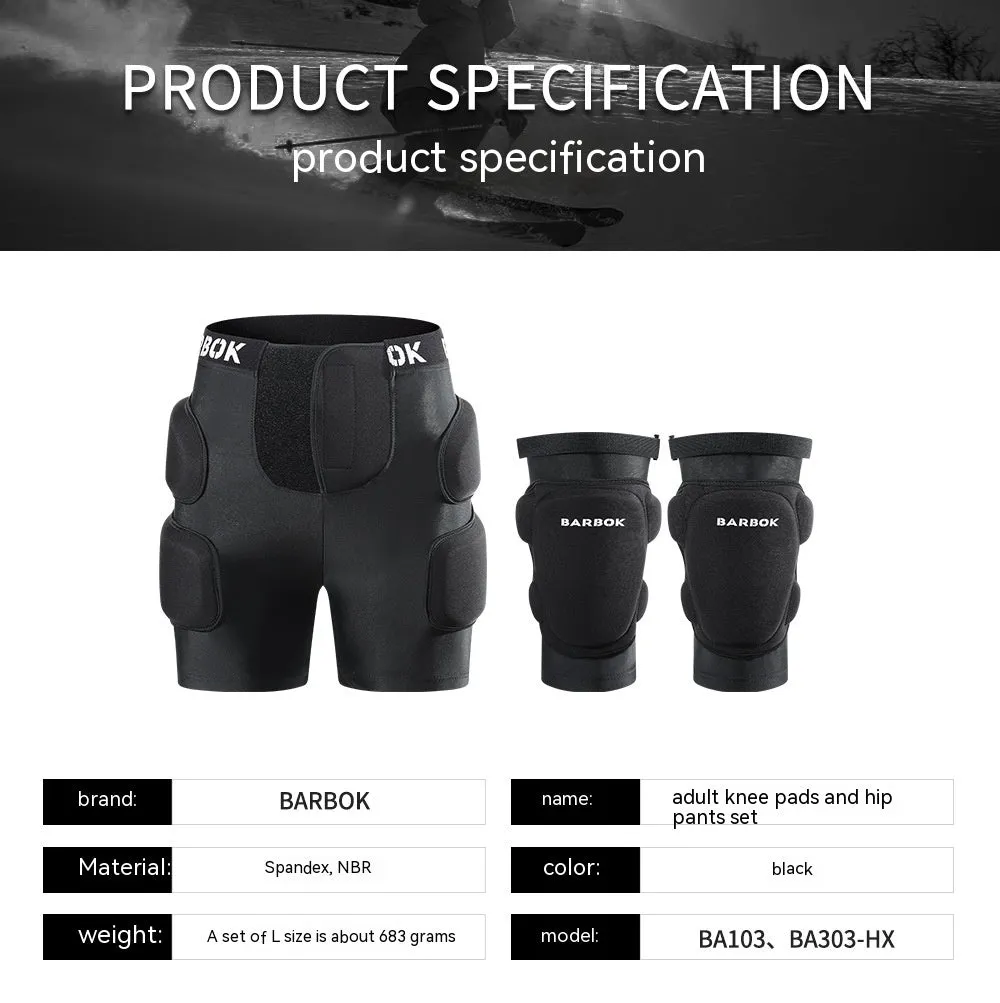 Black sports hip protection pad with spandex and NBR foam for roller skating and skateboarding safety