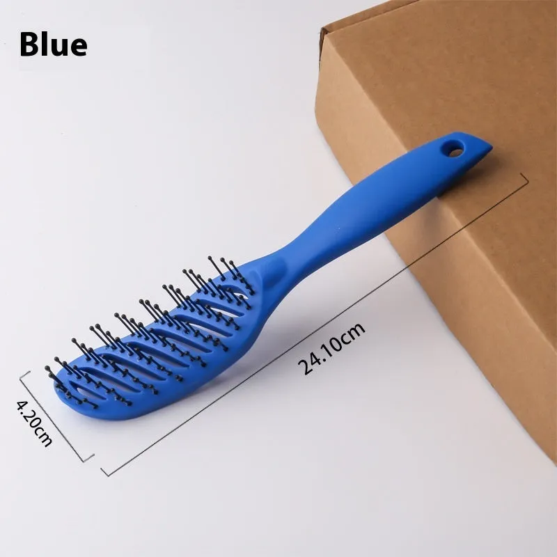 Anti-static vent hairbrush comb in black, measuring 240x55mm with hollow design and SBS nylon bristles