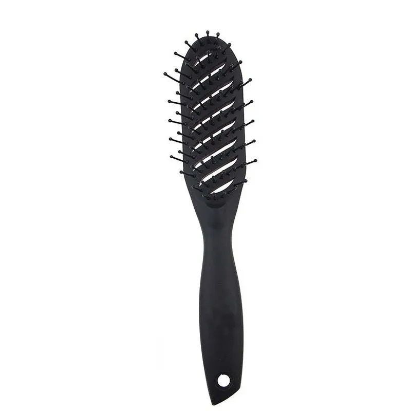 Anti-static vent hairbrush comb in black, measuring 240x55mm with hollow design and SBS nylon bristles