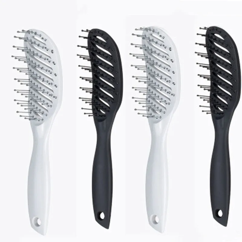 Anti-static vent hairbrush comb in black, measuring 240x55mm with hollow design and SBS nylon bristles